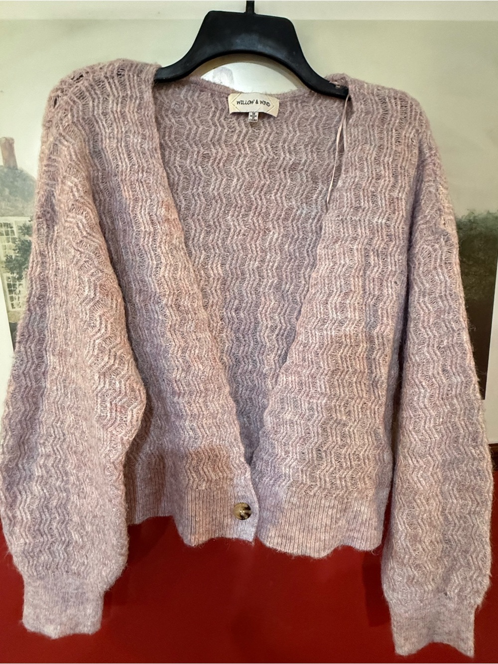 Willow & Wind Mauve Knit Open-Front Cardigan